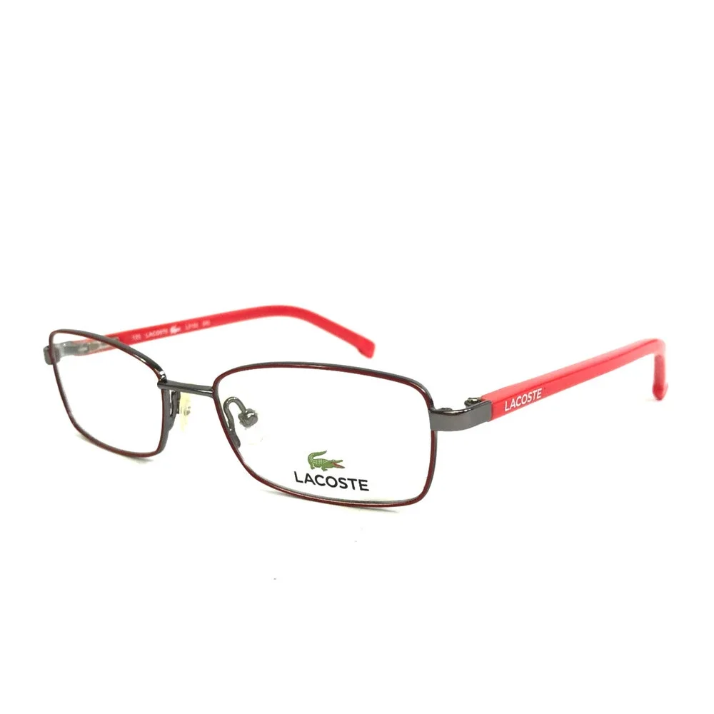 Lacoste Petite Eyeglasses Frames L3102 045 Red Silver Rectangle 48-15-125